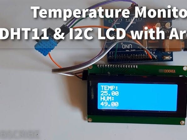 Temperature Monitor With Dht11 And I2c 20x4 Lcd